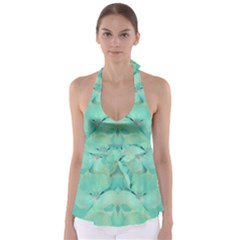 Green Fantasy Flower In Beautiful Festive Style Babydoll Tankini Top by pepitasart