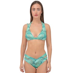 Green Fantasy Flower In Beautiful Festive Style Double Strap Halter Bikini Set