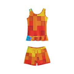 Abstract Background Square Colorful Kid s Boyleg Swimsuit