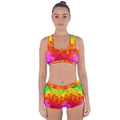 Abstract Background Square Colorful Racerback Boyleg Bikini Set by Nexatart