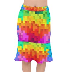 Abstract Background Square Colorful Mermaid Skirt by Nexatart