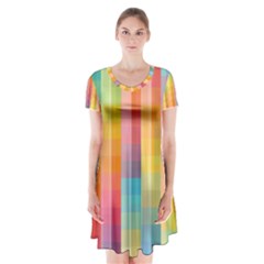 Background Colorful Abstract Short Sleeve V-neck Flare Dress by Nexatart