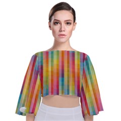 Background Colorful Abstract Tie Back Butterfly Sleeve Chiffon Top by Nexatart