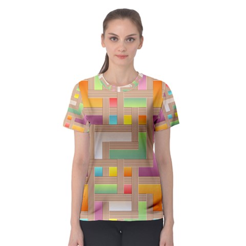 Abstract Background Colorful Women s Sport Mesh Tee by Nexatart