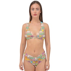 Abstract Background Colorful Double Strap Halter Bikini Set