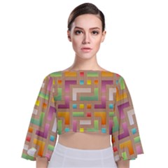 Abstract Background Colorful Tie Back Butterfly Sleeve Chiffon Top by Nexatart