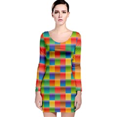 Background Colorful Abstract Long Sleeve Velvet Bodycon Dress