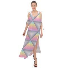 Background Colorful Triangle Maxi Chiffon Cover Up Dress