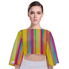 Background Colorful Abstract Tie Back Butterfly Sleeve Chiffon Top by Nexatart