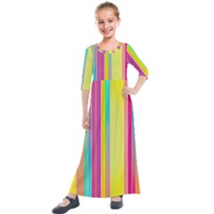 Background Colorful Abstract Kids  Quarter Sleeve Maxi Dress