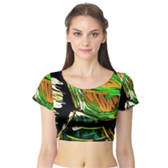 Lillies In The Terracota Vase 5 Short Sleeve Crop Top by bestdesignintheworld