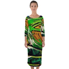 Lillies In The Terracota Vase 5 Quarter Sleeve Midi Bodycon Dress by bestdesignintheworld