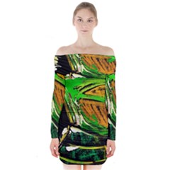 Lillies In The Terracota Vase 5 Long Sleeve Off Shoulder Dress