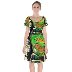 Lillies In The Terracota Vase 5 Short Sleeve Bardot Dress by bestdesignintheworld