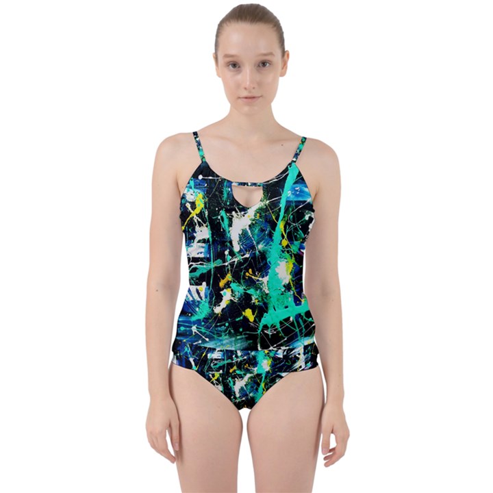 brain reflections Cut Out Top Tankini Set