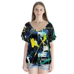 Brain Reflections 2 V-neck Flutter Sleeve Top by bestdesignintheworld