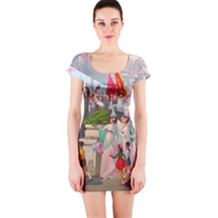 North  Korea - Propaganda Short Sleeve Bodycon Dress by Valentinaart