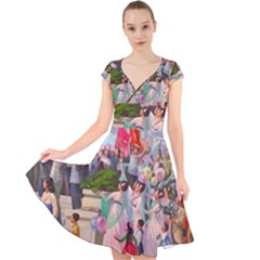 North  Korea - Propaganda Cap Sleeve Front Wrap Midi Dress by Valentinaart