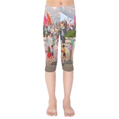 North  Korea - Propaganda Kids  Capri Leggings  by Valentinaart