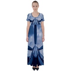 Propeller - Sky Challenger High Waist Short Sleeve Maxi Dress by FunnyCow