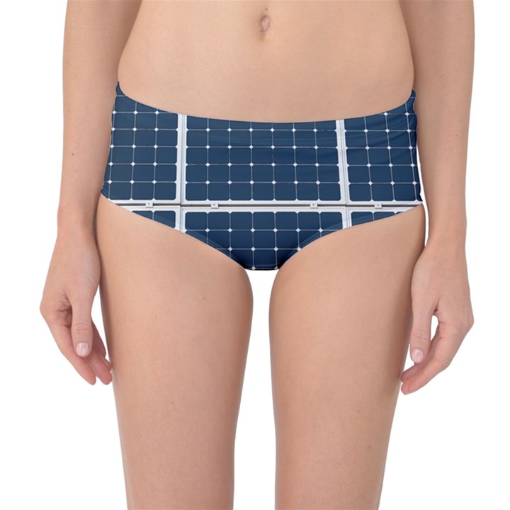 Solar Power Panel Mid-Waist Bikini Bottoms