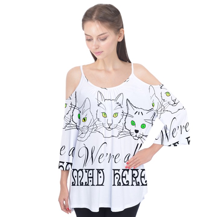 Funny Cats  We Are All Mad Here Flutter Tees