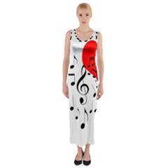 Singing Heart Fitted Maxi Dress by FunnyCow