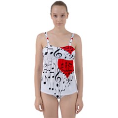 Singing Heart Twist Front Tankini Set by FunnyCow