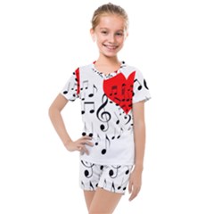 Singing Heart Kids  Mesh Tee And Shorts Set