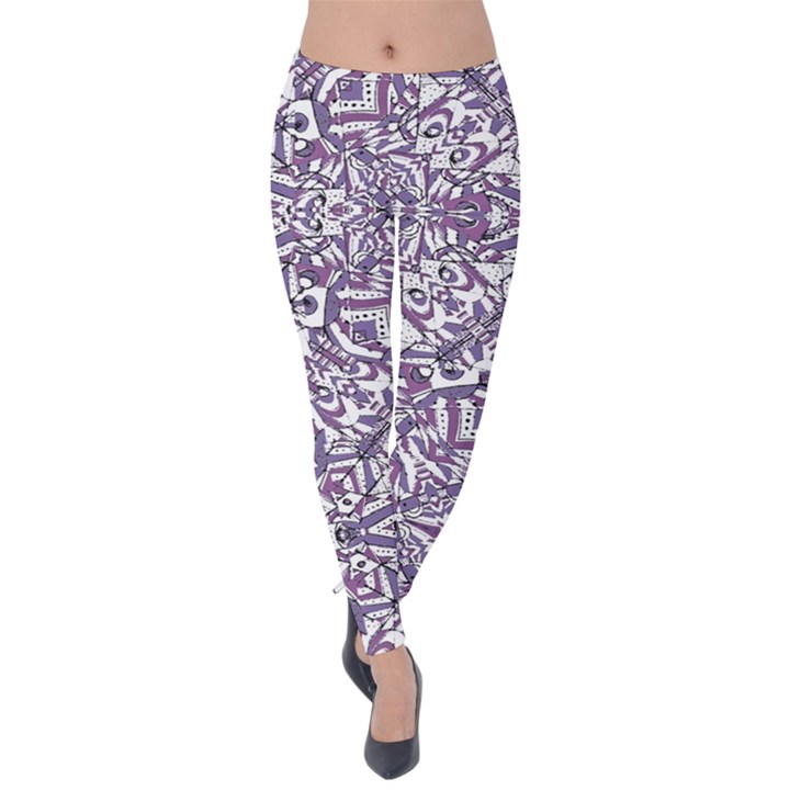 Colorful Intricate Tribal Pattern Velvet Leggings