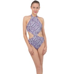 Colorful Intricate Tribal Pattern Halter Side Cut Swimsuit by dflcprints