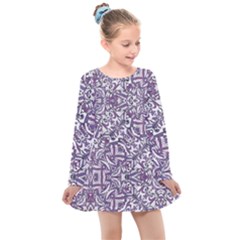 Colorful Intricate Tribal Pattern Kids  Long Sleeve Dress by dflcprints