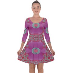 Fantasy Flowers In Everything That Is Around Us In A Free Environment Quarter Sleeve Skater Dress