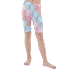 Abstract Pattern Background Pastel Kids  Mid Length Swim Shorts by Nexatart