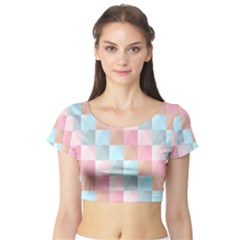 Abstract Pattern Background Pastel Short Sleeve Crop Top by Nexatart