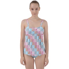 Abstract Pattern Background Pastel Twist Front Tankini Set by Nexatart