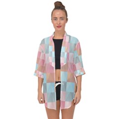 Abstract Pattern Background Pastel Open Front Chiffon Kimono