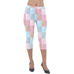 Abstract Pattern Background Pastel Lightweight Velour Capri Leggings 