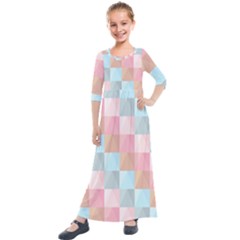 Abstract Pattern Background Pastel Kids  Quarter Sleeve Maxi Dress