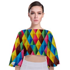 Background Colorful Abstract Tie Back Butterfly Sleeve Chiffon Top by Nexatart