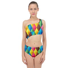 Background Colorful Abstract Spliced Up Two Piece Swimsuit