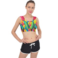 Background Colorful Abstract V-back Sports Bra