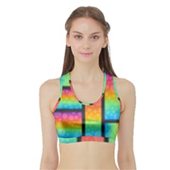 Background Colorful Abstract Sports Bra With Border