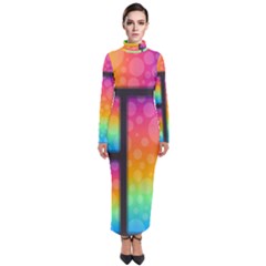 Background Colorful Abstract Turtleneck Maxi Dress