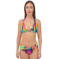 Background Colorful Abstract Double Strap Halter Bikini Set by Nexatart