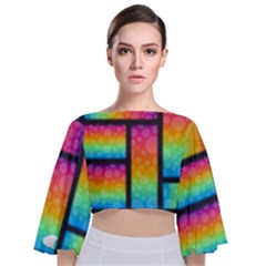 Background Colorful Abstract Tie Back Butterfly Sleeve Chiffon Top by Nexatart