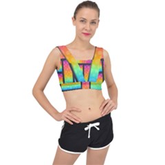 Background Colorful Abstract V-back Sports Bra