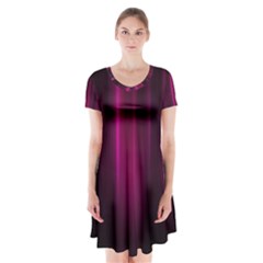 Theater Cinema Curtain Stripes Short Sleeve V-neck Flare Dress by Nexatart