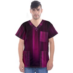 Theater Cinema Curtain Stripes Men s V-neck Scrub Top