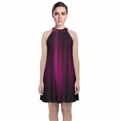 Theater Cinema Curtain Stripes Velvet Halter Neckline Dress 